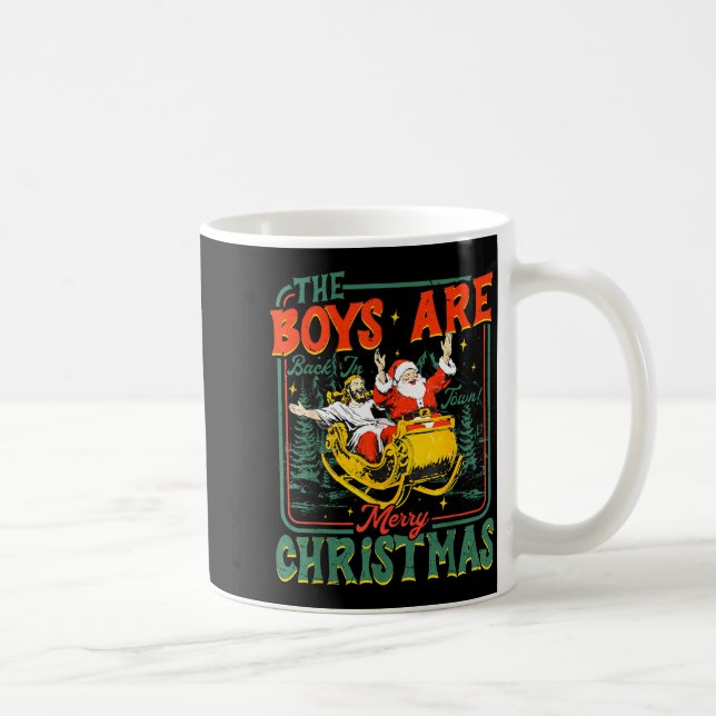 Caneca De Café Funny Jesus Santa The Boys Are Back In Town Merry  (Direita)
