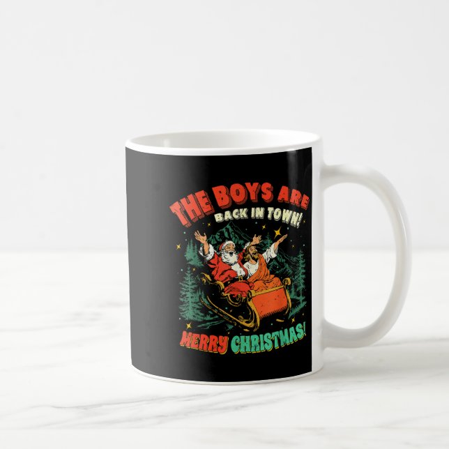 Caneca De Café Funny Jesus Santa The Boys Are Back In Town Merry  (Direita)