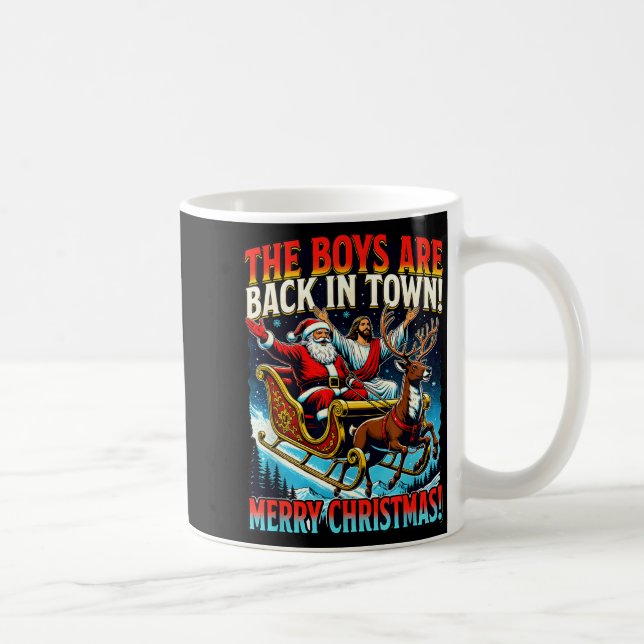 Caneca De Café Funny Jesus Santa The Boys Are Back In Town Merry  (Direita)