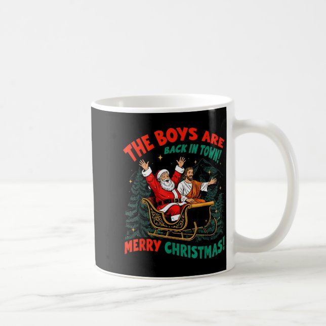 Caneca De Café Funny Jesus Santa The Boys Are Back In Town Merry  (Direita)