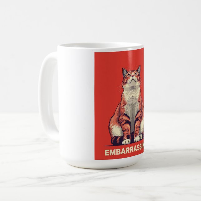 Caneca De Café Funny Judging Cat Embarrassing Retro Poster Art (Frente Esquerda)