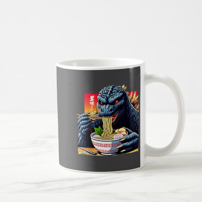 Caneca De Café Funny Kaiju Eating Ramen Japanese Monster Lover Bi (Direita)