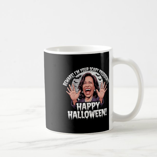 Caneca De Café Funny Kamala Harris Scary Halloween Presidente (Direita)