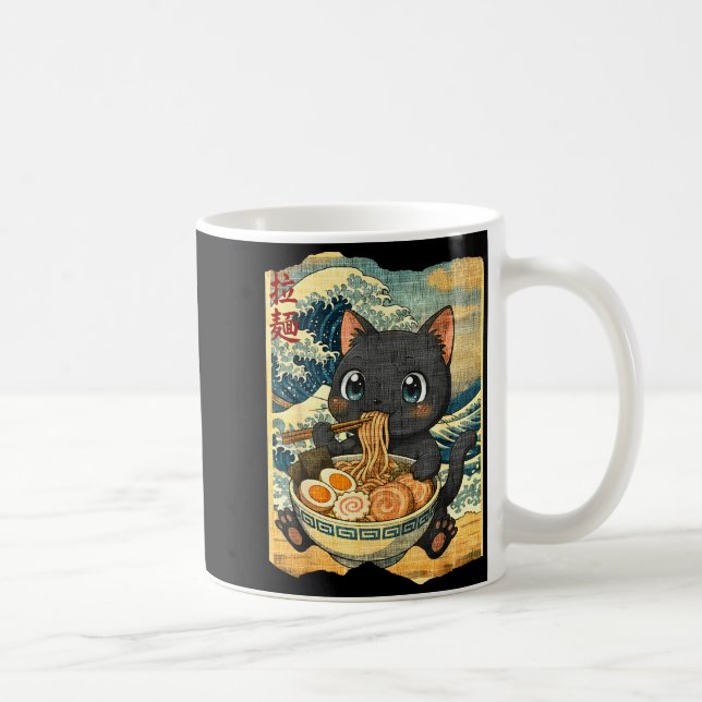 Caneca De Café Funny Kawaii Black Cat Ramen Noodle Bowl Japanese  (Direita)
