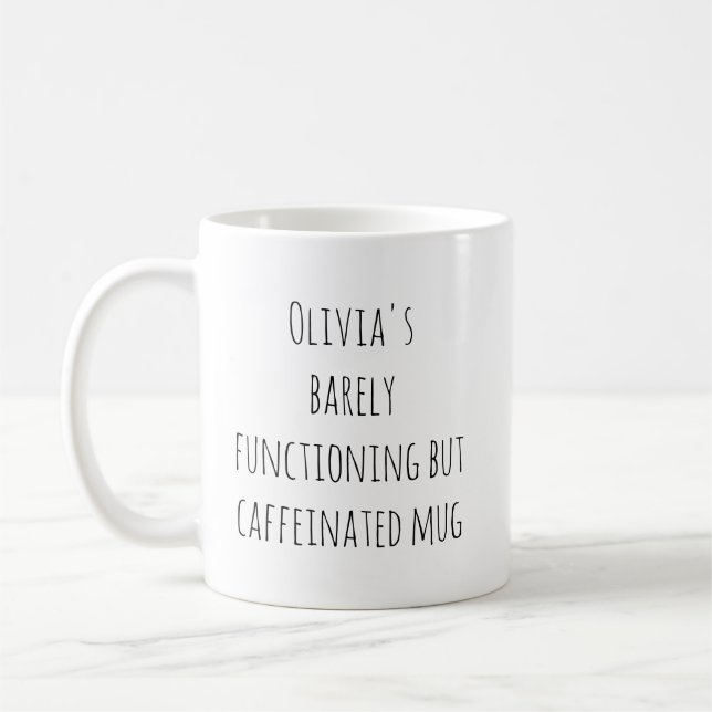 Caneca De Café Funny Lazy Caffeine Quote Personalized Name (Esquerda)