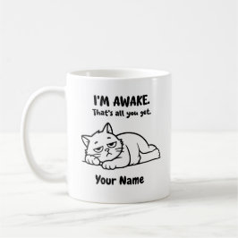 Caneca De Café Funny Lazy Cat Coffee Mug | Custom I’m Awake