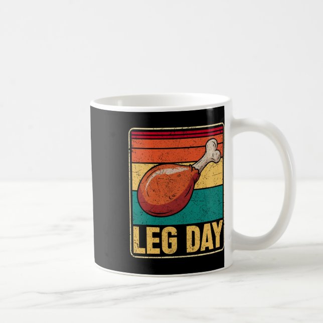 Caneca De Café Funny Leg Day Costume Turkey Day Pilgrim Thanksgiv (Direita)