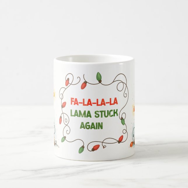 Caneca De Café Funny Llama Christmas Lights Mug (Centro)