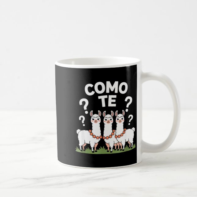 Caneca De Café Funny llama flower garland como te question mark F (Direita)