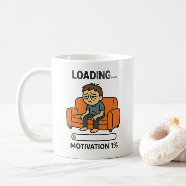 Caneca De Café Funny Loading Motivation 1% Coffee Mug  (Com Donut)