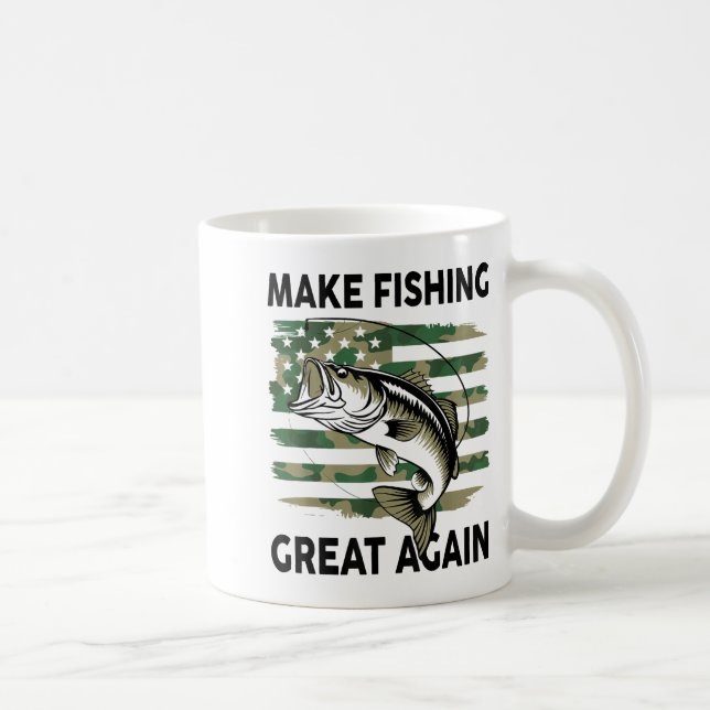 Caneca De Café Funny Make Fishing Great Again Camo B Fish America (Direita)