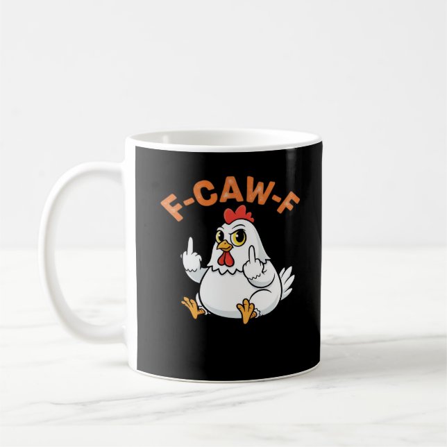 Caneca De Café Funny Meme F-Caw-F Chicken (Esquerda)