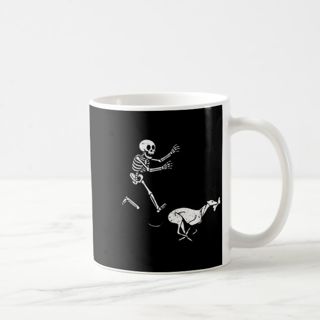 Caneca De Café Funny Meme Ghound Running Skeleton Halloween  (Direita)
