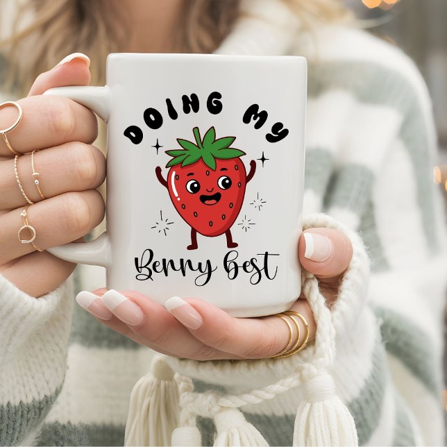 Caneca De Café Funny Mental Health Doing My Berry Best  (Criador carregado)
