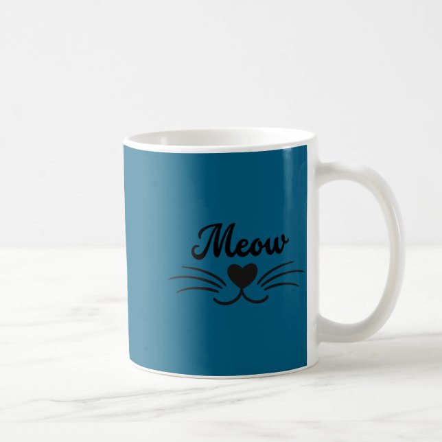 Caneca De Café Funny Meow Kitty Cat Mustache And Whisker  (Direita)
