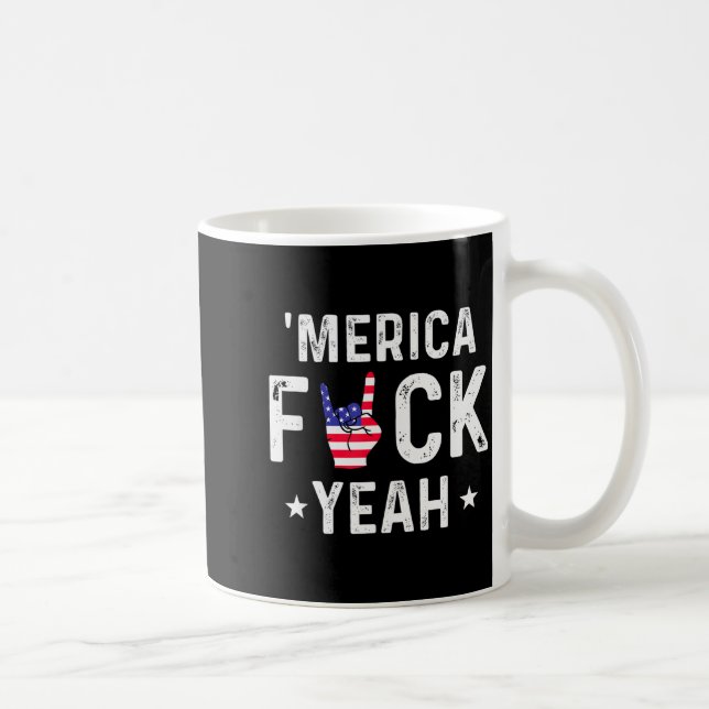 Caneca De Café Funny Merica For Yeah 4th Of July  (Direita)