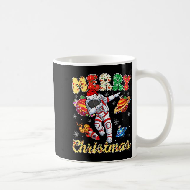 Caneca De Café Funny Merry Christmas Astronaut Dabbing Space Snow (Direita)