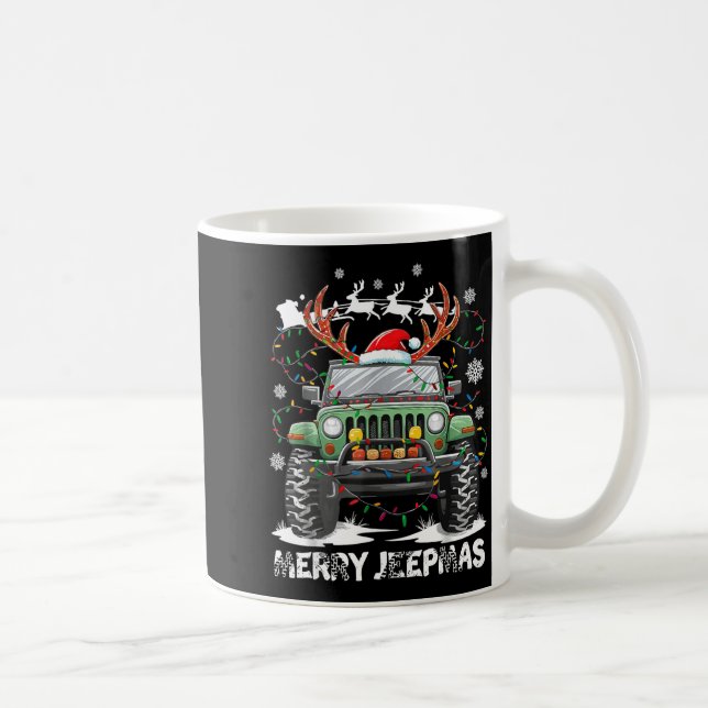Caneca De Café Funny Merry Jeepmas Ugly Light Reindeer Christmas  (Direita)