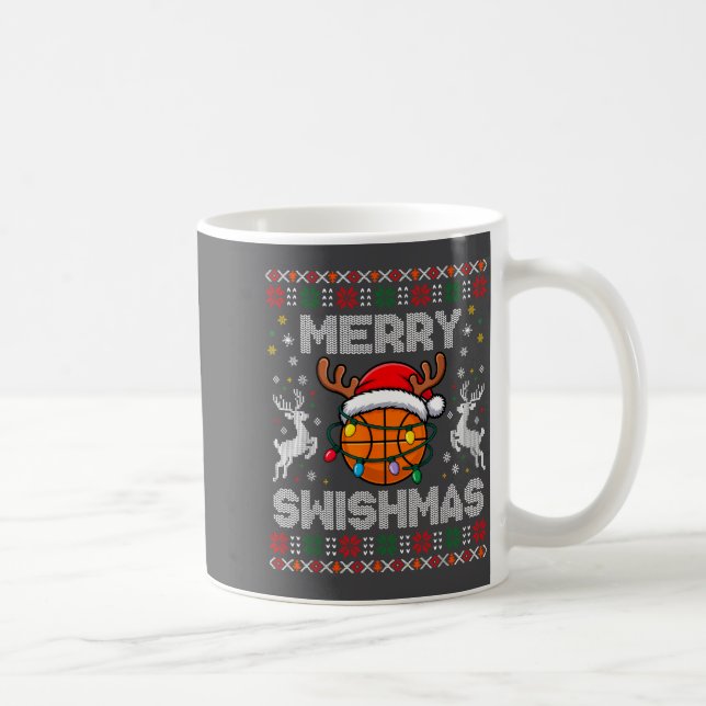 Caneca De Café Funny Merry Swishmas Basketball Christmas Reindeer (Direita)