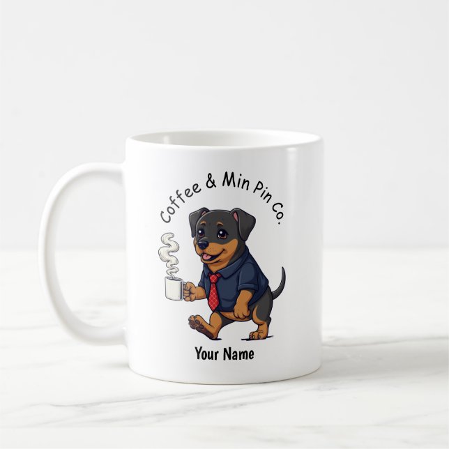 Caneca De Café Funny Miniature Pinscher Dog Business Suit Coffee  (Esquerda)