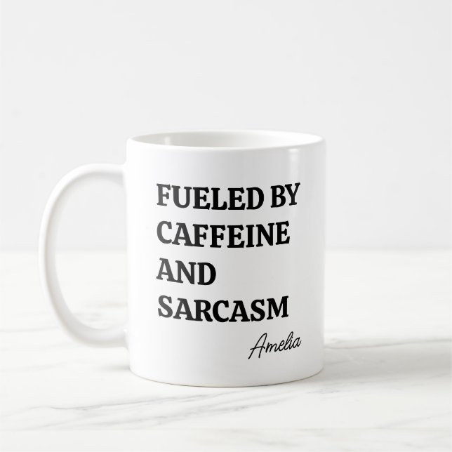 Caneca De Café Funny Minimalist Caffeine Sarcasm Personalized (Esquerda)
