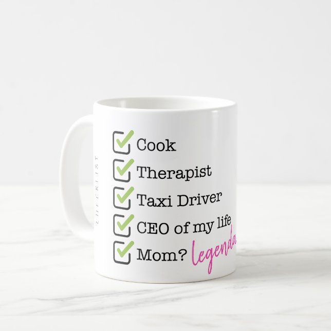 Caneca De Café Funny Mom Checklist (Frente Esquerda)