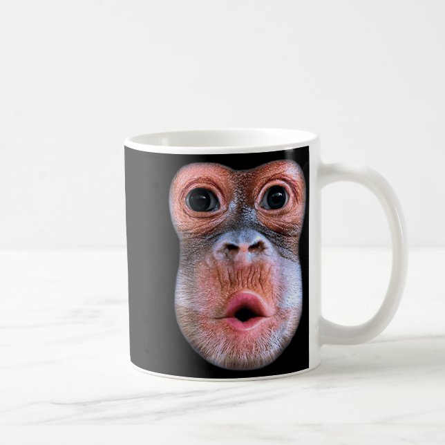 Caneca De Café Funny Monkey Blowing Stomach Face, Monkey Blow Sto (Direita)