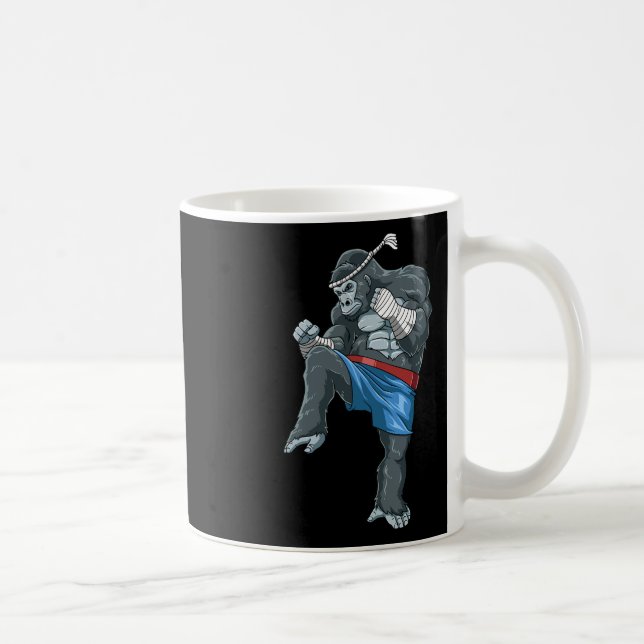 Caneca De Café Funny Muay Thai Gorilla - Tailandês Boxing (Direita)