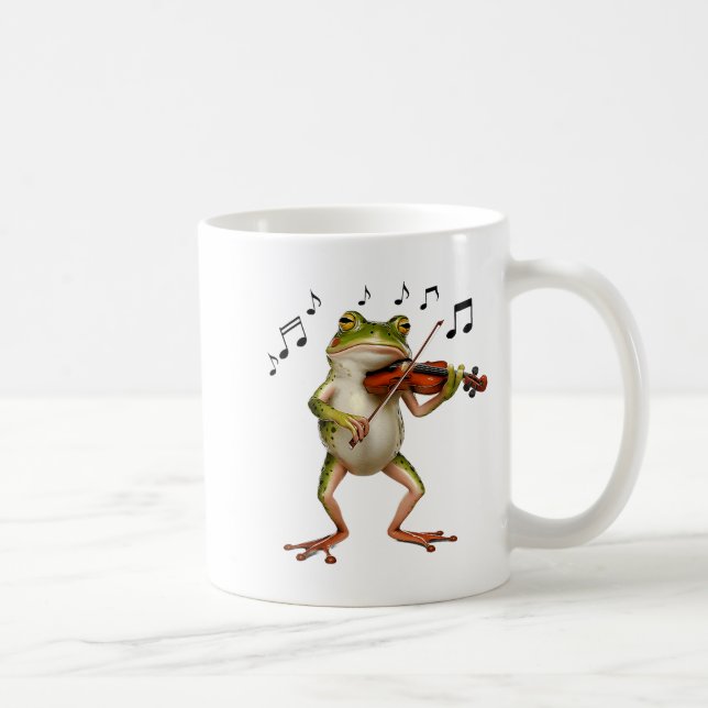Caneca De Café Funny Musician Violinist Cute Frog Playing Violin  (Direita)