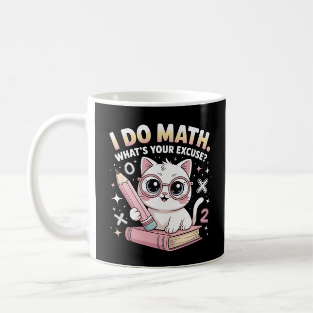 Caneca De Café Funny Nerdy Cat with Glasses – Math Teacher (Esquerda)