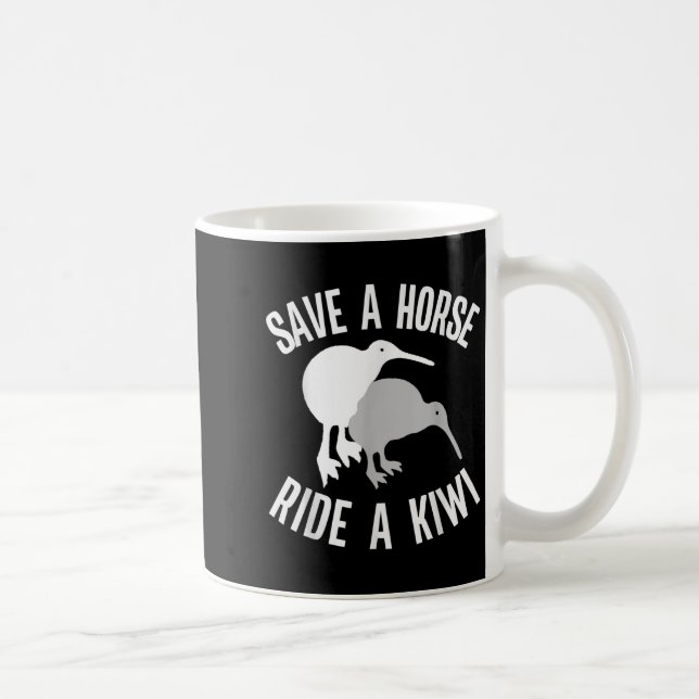 Caneca De Café Funny New Zealand Kiwi Meme Quote Save A Horse Rid (Direita)