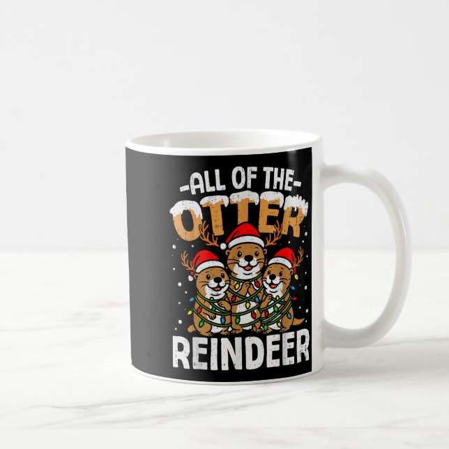Caneca De Café Funny Otter Reindeer Santa Christmas Animal Pun Xm (Direita)