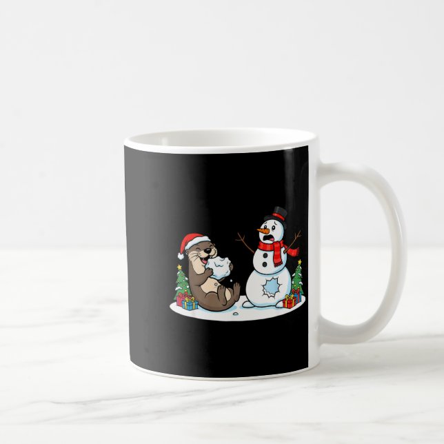 Caneca De Café Funny Otter Snowman Christmas Tree Xmas Womens Men (Direita)