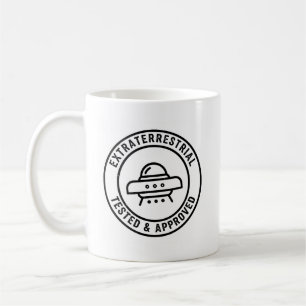 Caneca De Café Funny OVNI Alien Extraterrestre Testado e Aprovado