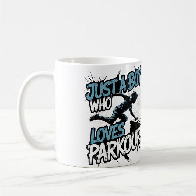 Caneca De Café Funny Parkour Just A Boy Who Loves Parkour Free Ru (Esquerda)