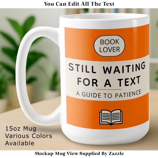 Caneca De Café Funny Patience Title Retro Paperback Cover Orange (Criador carregado)