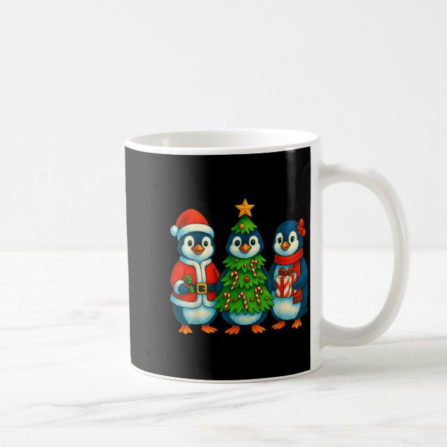 Caneca De Café Funny Penguin Christmas Lights Penguin Cute Xmas H (Direita)