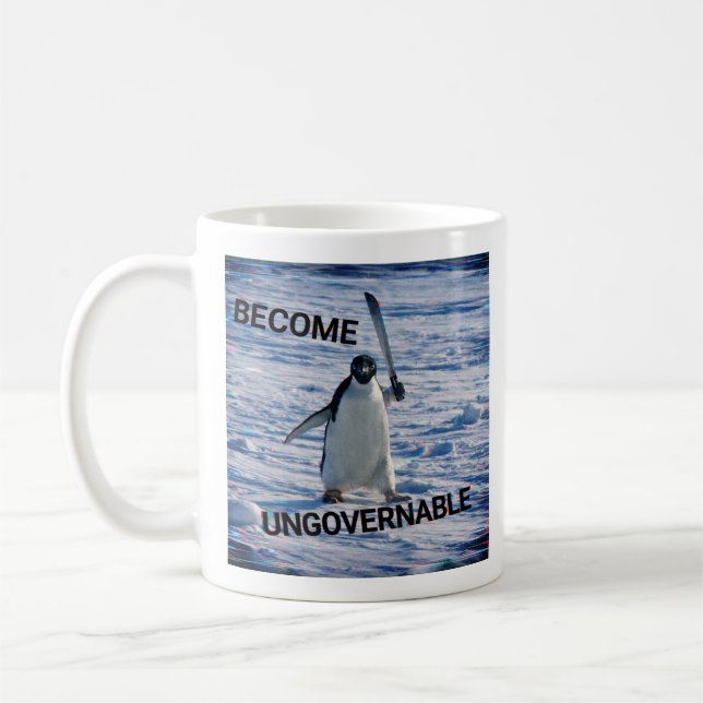 Caneca De Café Funny Penguin Meme Coffee Mug – “Become Ungovernab (Esquerda)
