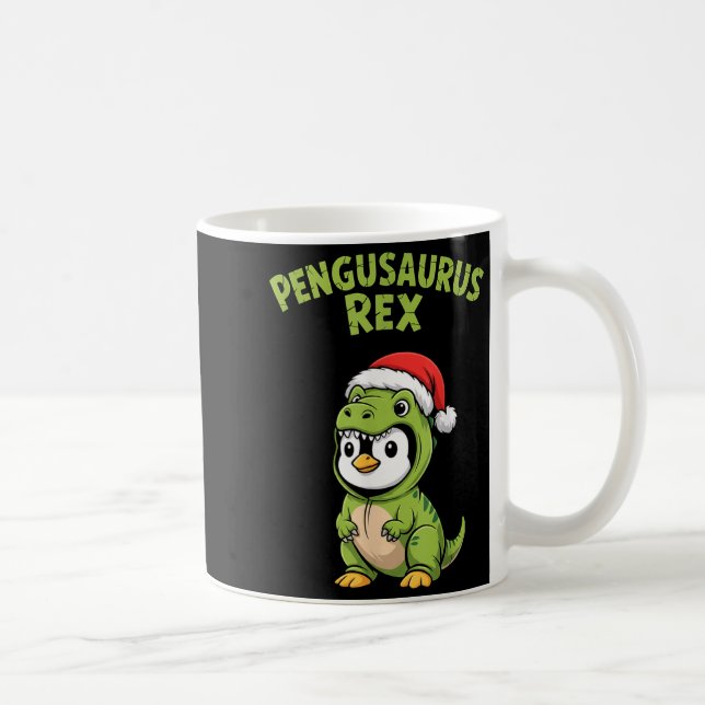 Caneca De Café Funny Penguin T-rex Costume Christmas Kids Boys  (Direita)