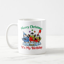 Caneca De Café Funny Penguins, Merry Christmas Birthday