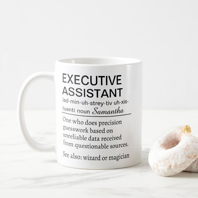 Caneca De Café Funny Personalized Executive Assistant Definition  (Com Donut)