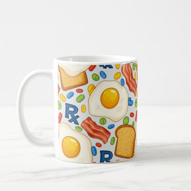 Caneca De Café Funny Pharmacy Breakfast Rx Pattern (Esquerda)