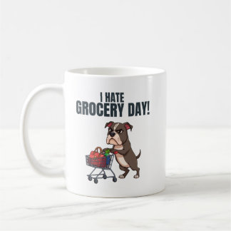 Caneca De Café Funny Pitbull Grocery Shopping Cartoon