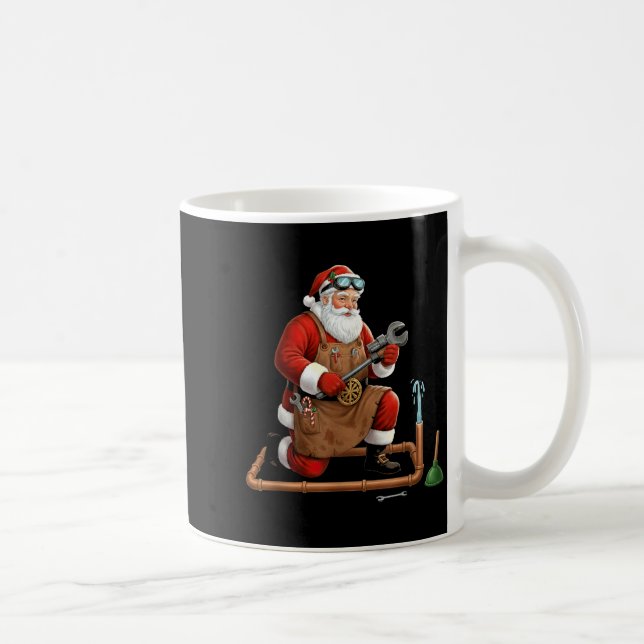 Caneca De Café Funny Plumber Santa Christmas Graphic  (Direita)