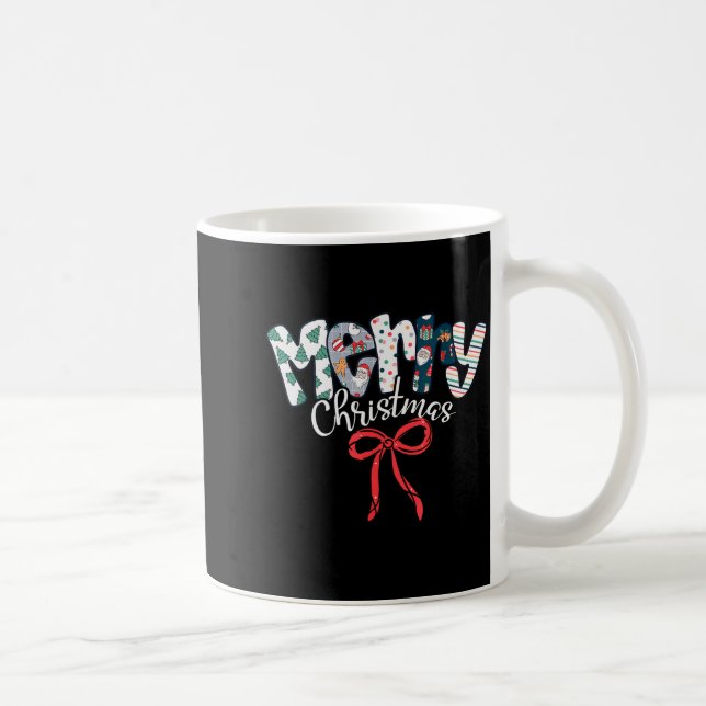 Caneca De Café Funny Preppy Merry Christmas Santa Coquette Bow Gi (Direita)