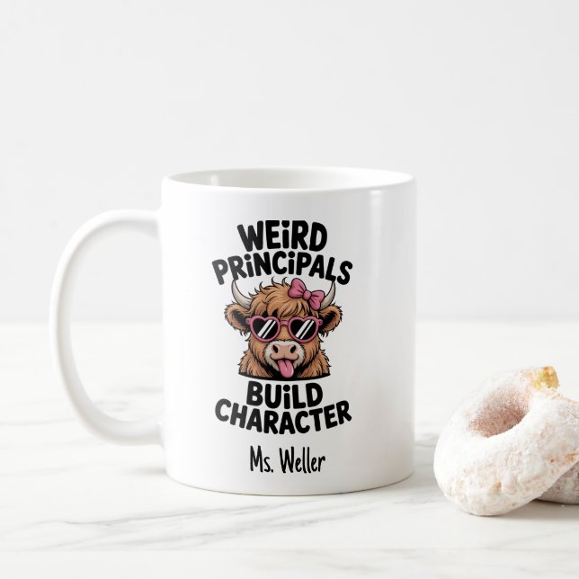 Caneca De Café Funny Principal “Weird Principals Build Character" (Com Donut)