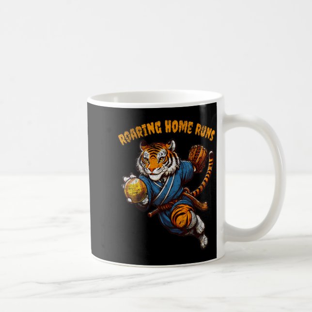 Caneca De Café Funny Quote Roaring Home Run Ball Retro Tiger Love (Direita)