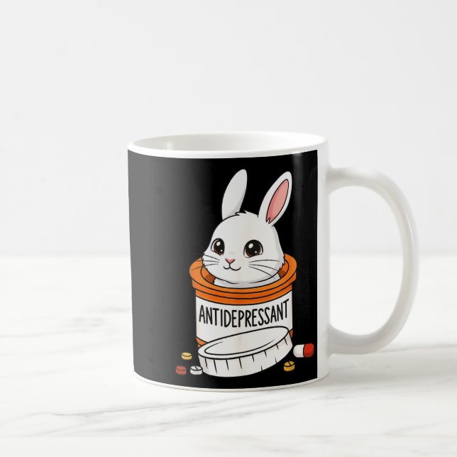Caneca De Café Funny Rabbit Bunny Anti Depressant Zoo Boys Girls  (Direita)