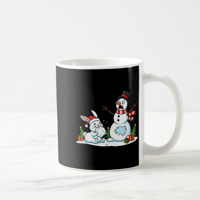 Caneca De Café Funny Rabbit Snowman Christmas Bunny Womens Mens K (Direita)