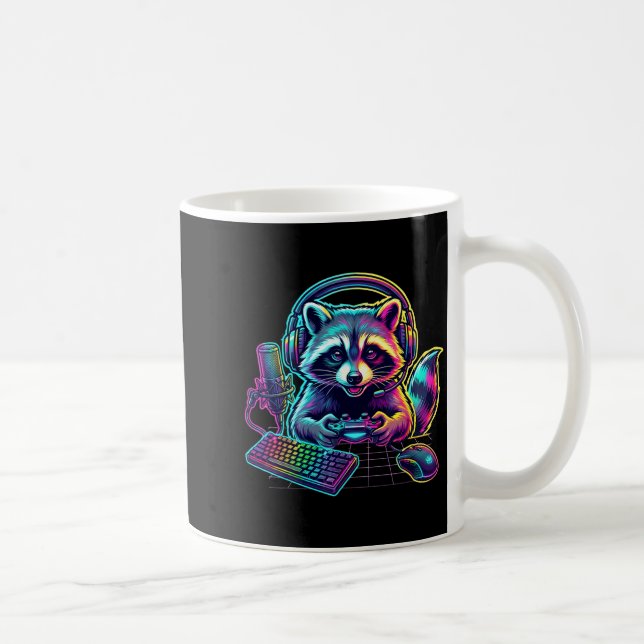Caneca De Café Funny Raccoon Gamer Video Game Gaming Lover  (Direita)